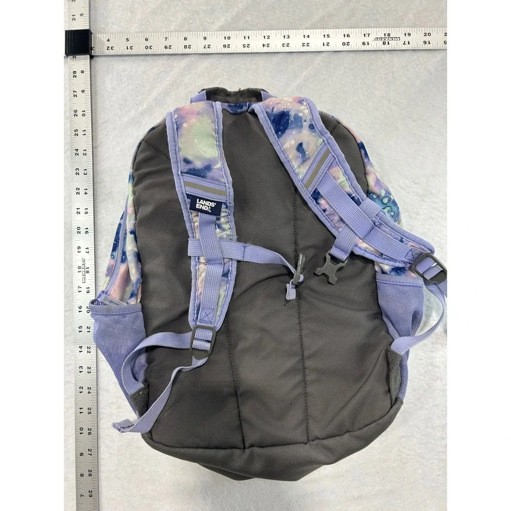 Lands End Galaxy Star Print Backpack Purple Blue School Bag Reflective Safety‎